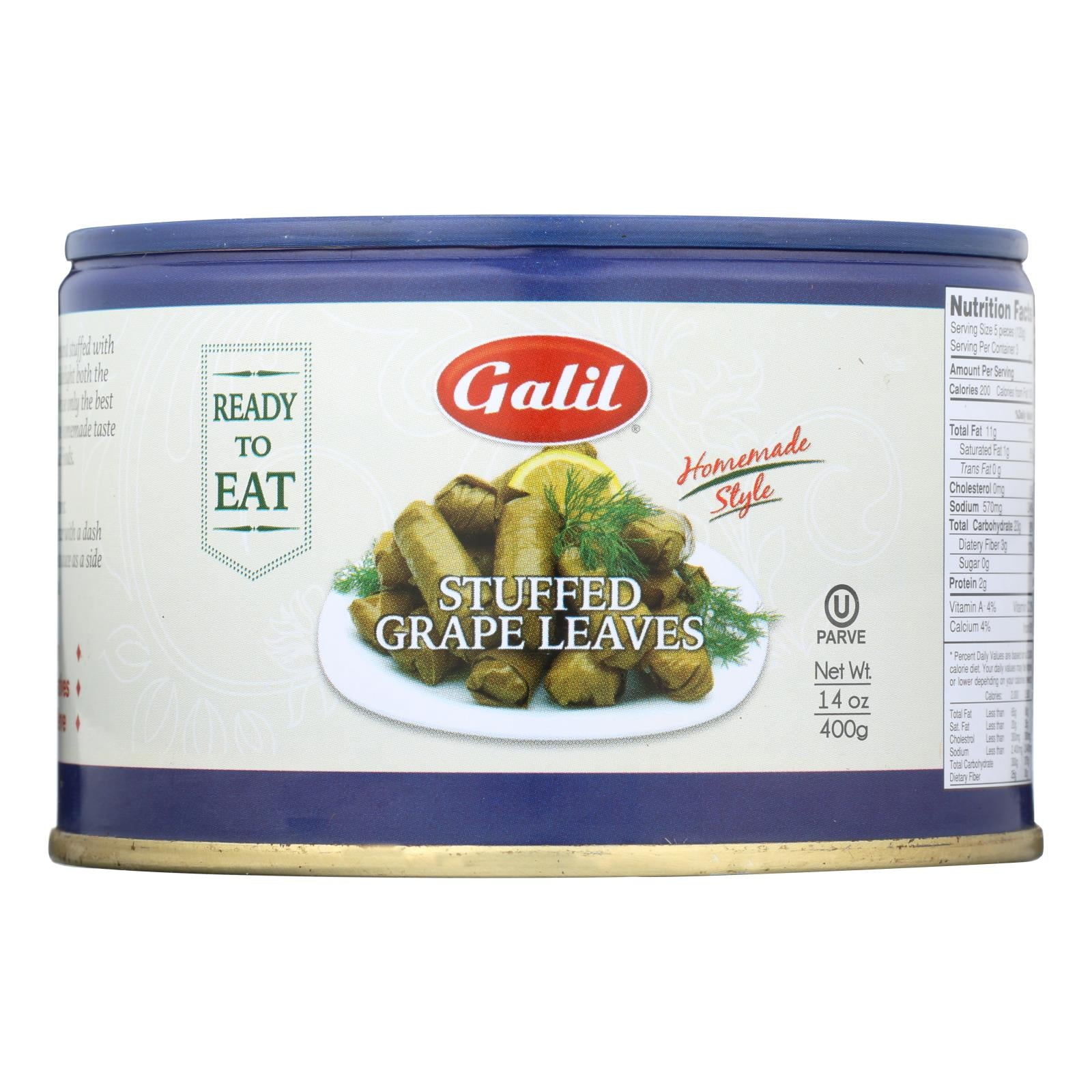 Galil Homemade Style Stuffed Grape Leaves  - Case of 12 - 14 Ounce