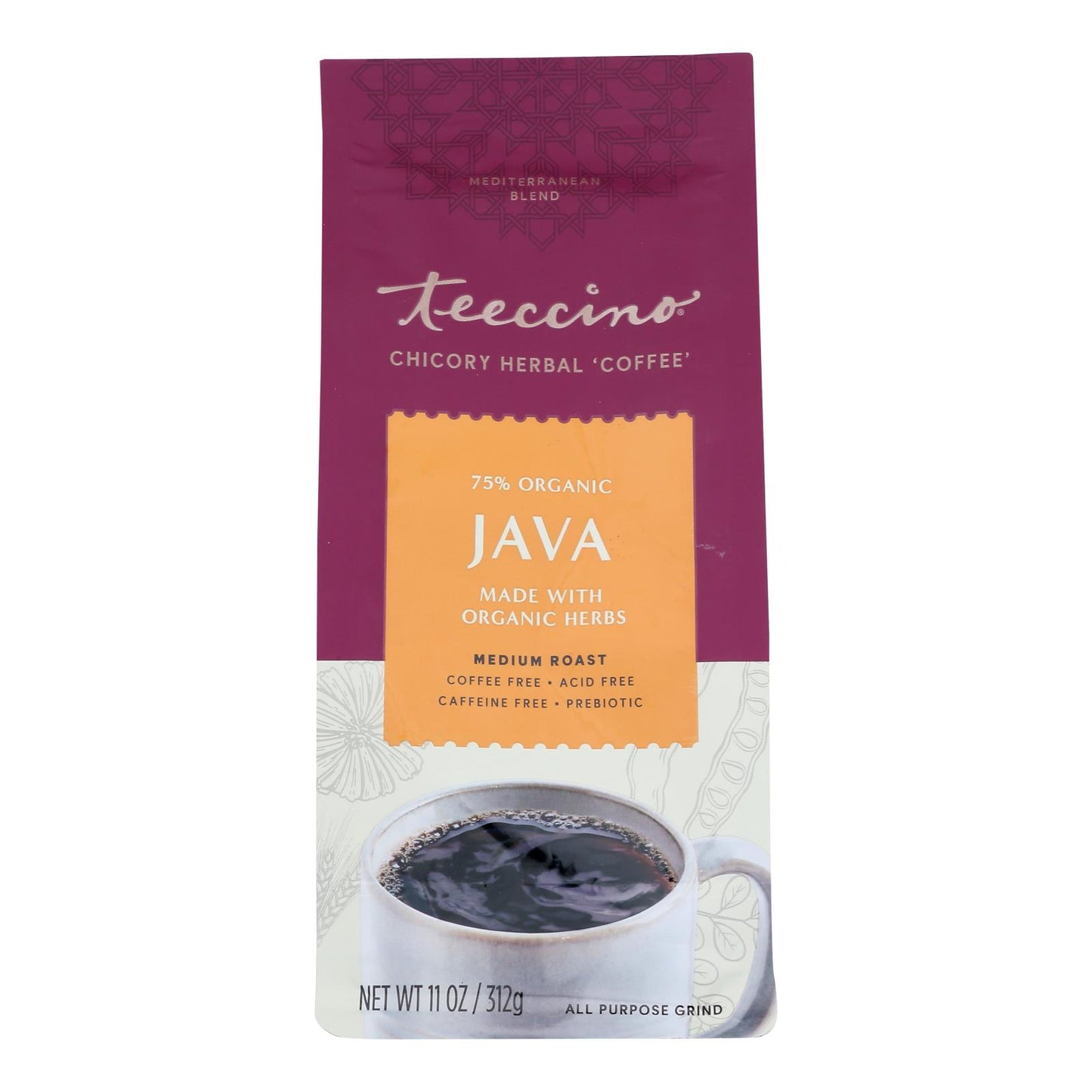 Teeccino Mediterranean Herbal Coffee Java - 11 Ounce - Case of 6