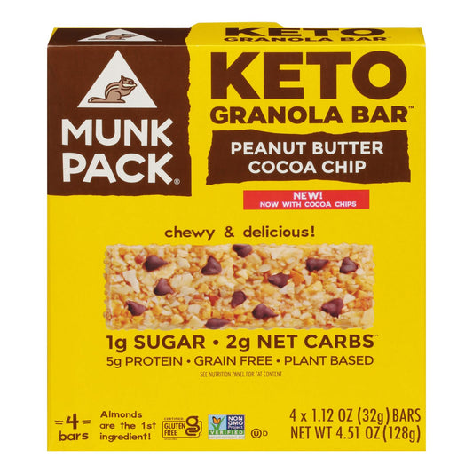 Munk Pack - Keto Granola Bar Peanut Butter Chocolate Chip - Case of 6-4/1.12 Ounce