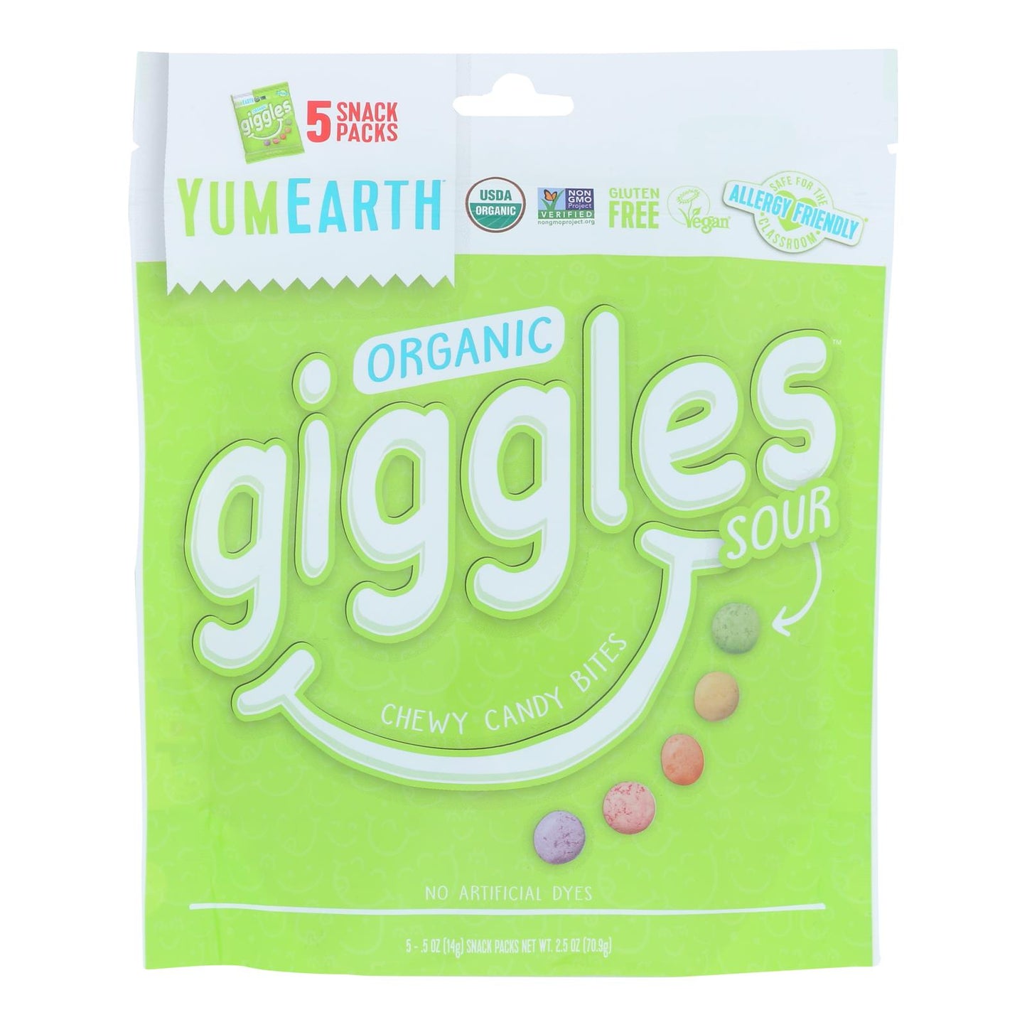 Yumearth - Candy Bg Og2 Giggles Sour - Case of 12-5/.5 Ounce