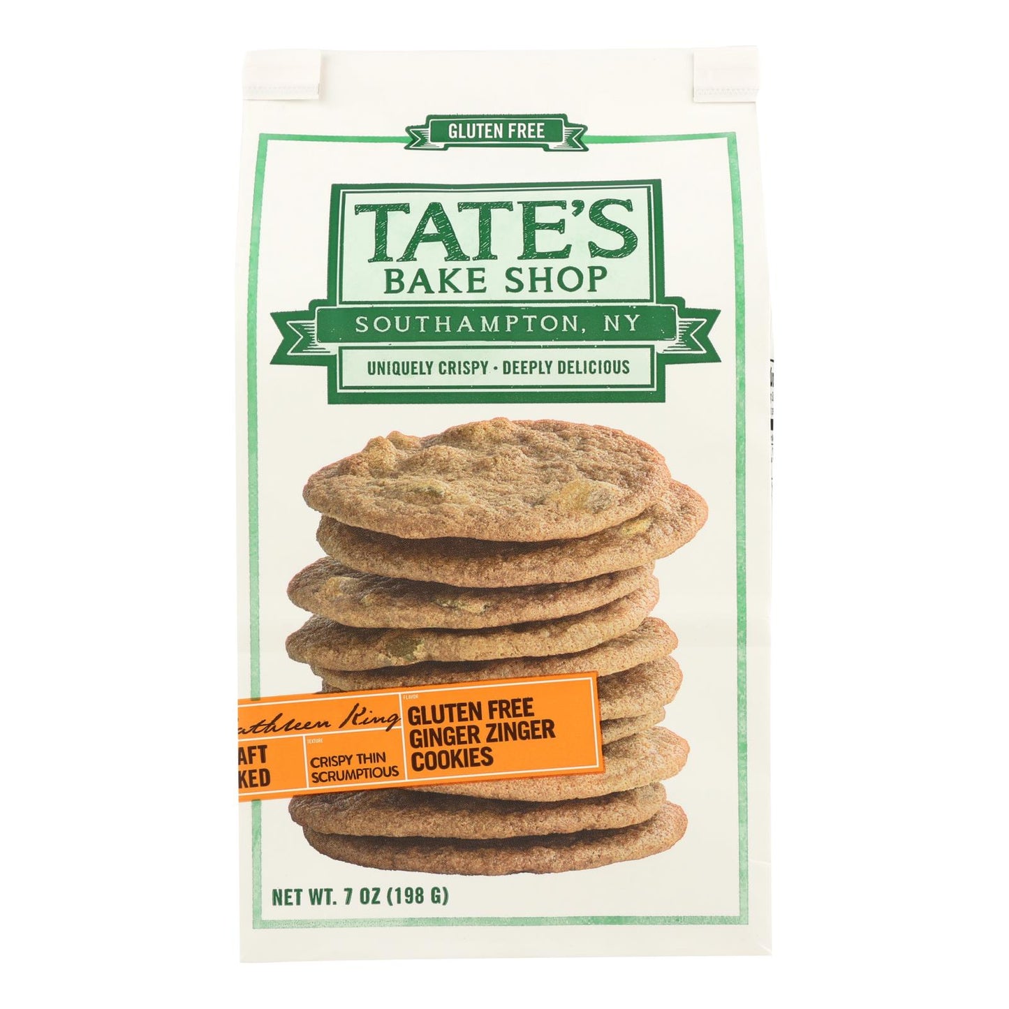 Tate's Bake Shop Ginger Zinger Cookies - Case of 12 - 7 Ounce.