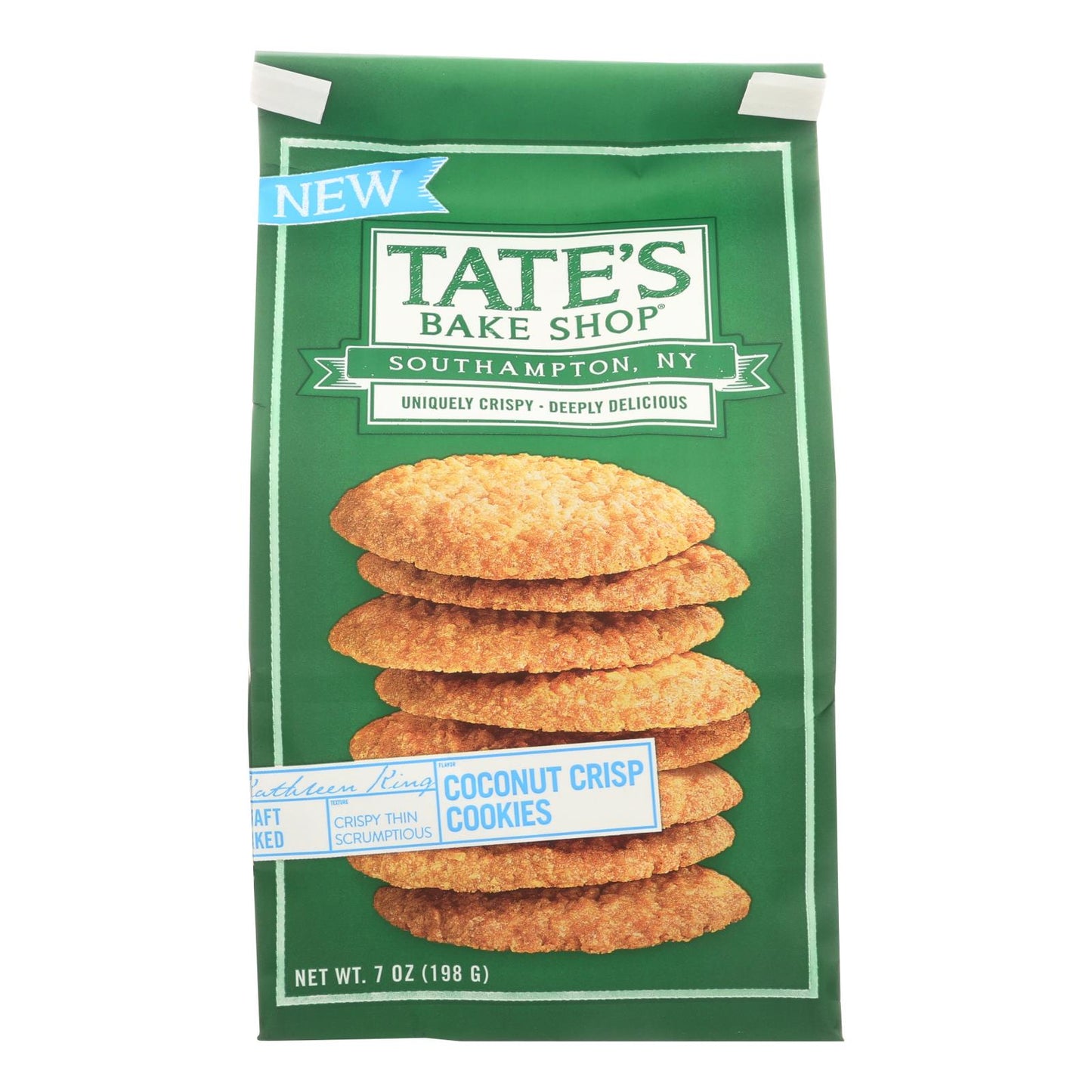 Tate's Bake Shop Coconut Crisp Cookies  - Case of 12 - 7 Ounce