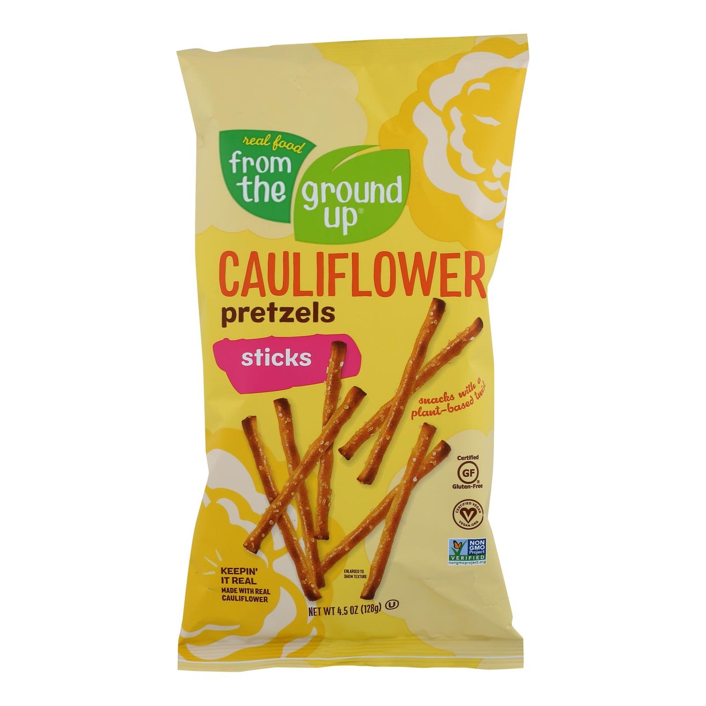 From The Ground Up - Cauliflower Pretzel Sticks - Original - Case of 12 - 4.5 Ounce.