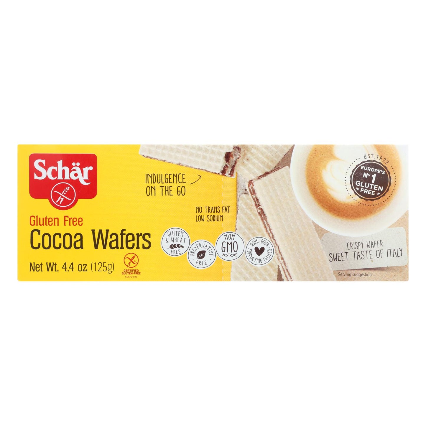 Schar Cocoa Wafers - Case of 12 - 4.4 Ounce.