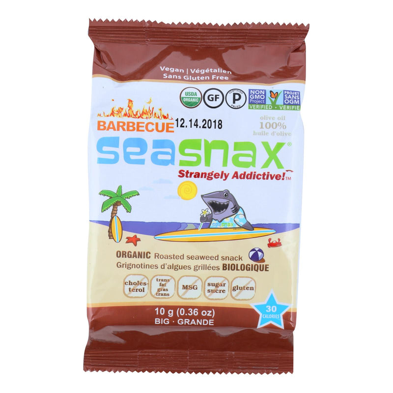 Seasnax Seaweed Snax - Organic - BBQ - Case of 12 - .36 Ounce