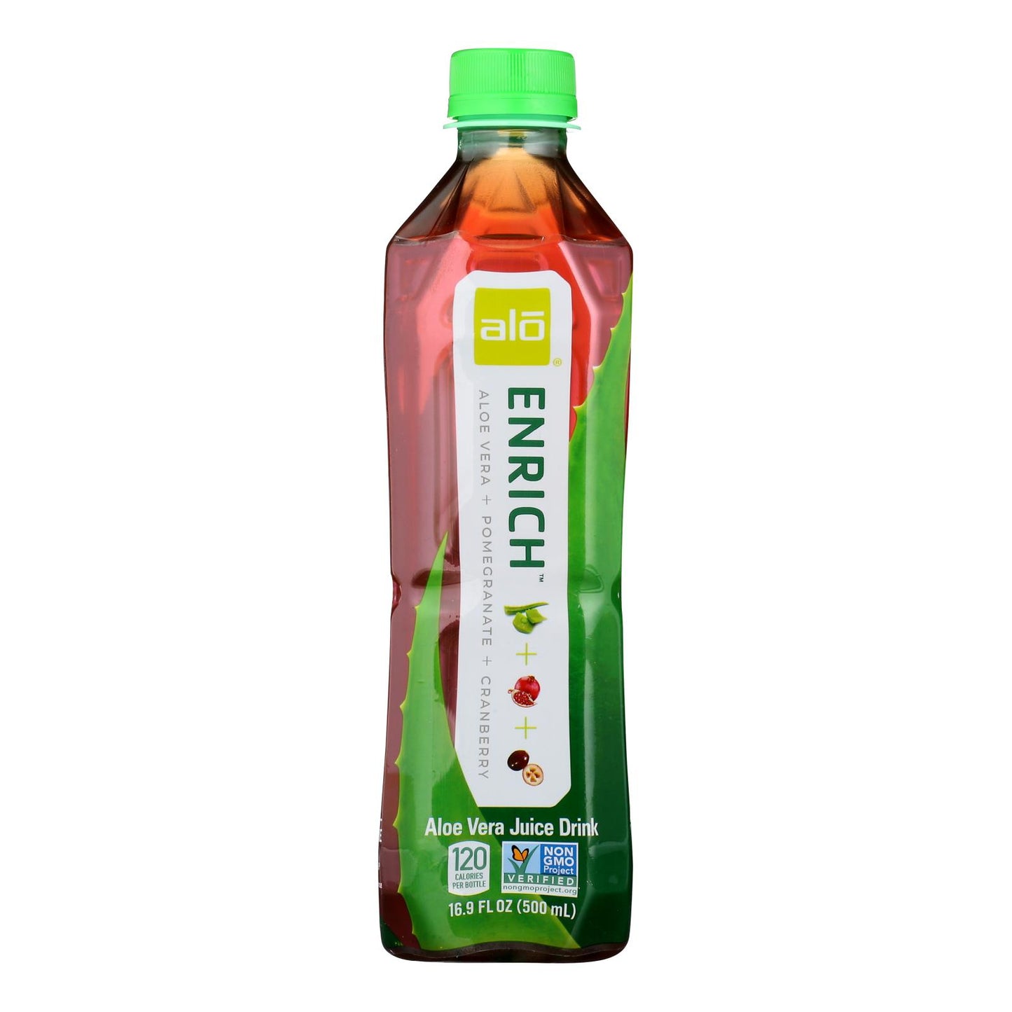 Alo Original Enrich Aloe Vera Juice Drink - Pomegranate and Cranberry - Case of 12 - 16.9 fl Ounce.