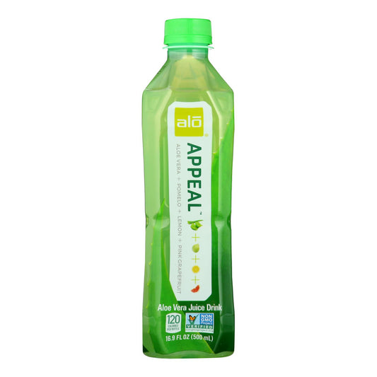 Alo Original Appeal Aloe Vera Juice Drink - Pomelo Lemon and Pink Grapefruit - Case of 12 - 16.9 fl Ounce.