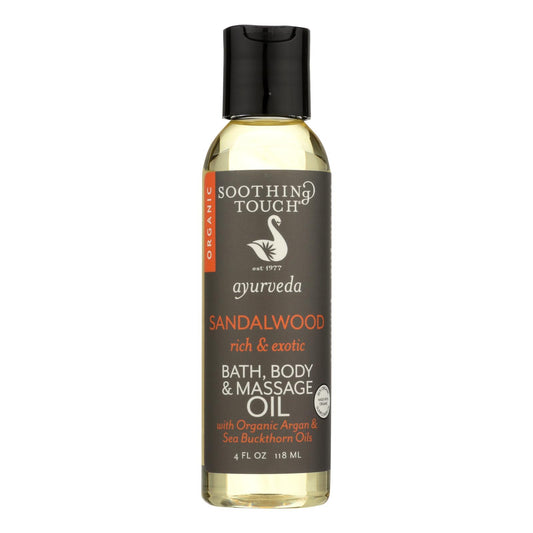 Soothing Touch Bath Body and Massage Oil - Ayurveda - Sandalwood - Rich and Exotic - 4 Ounce