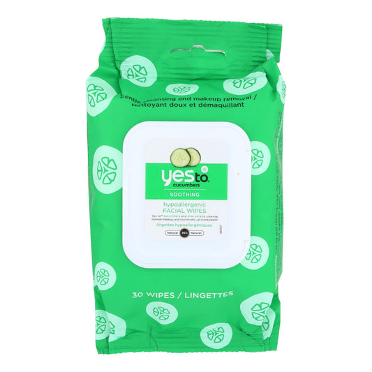 Yes to Cucumbers Facial Towelettes - Soothing - Hypoallergenic - 30 Count - Case of 3