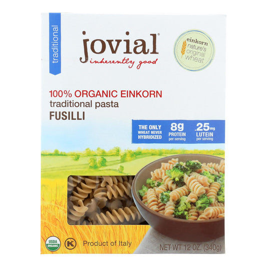 Jovial - Gluten Free Brown Rice Pasta - Fusilli - Case of 12 - 12 Ounce.