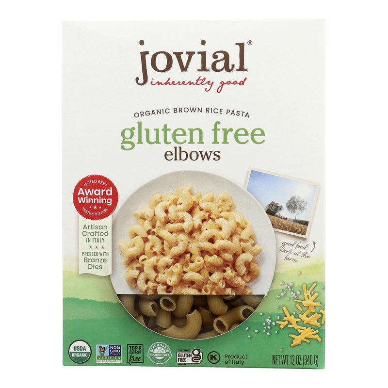 Jovial - Gluten Free Brown Rice Pasta - Elbow - Case of 12 - 12 Ounce.