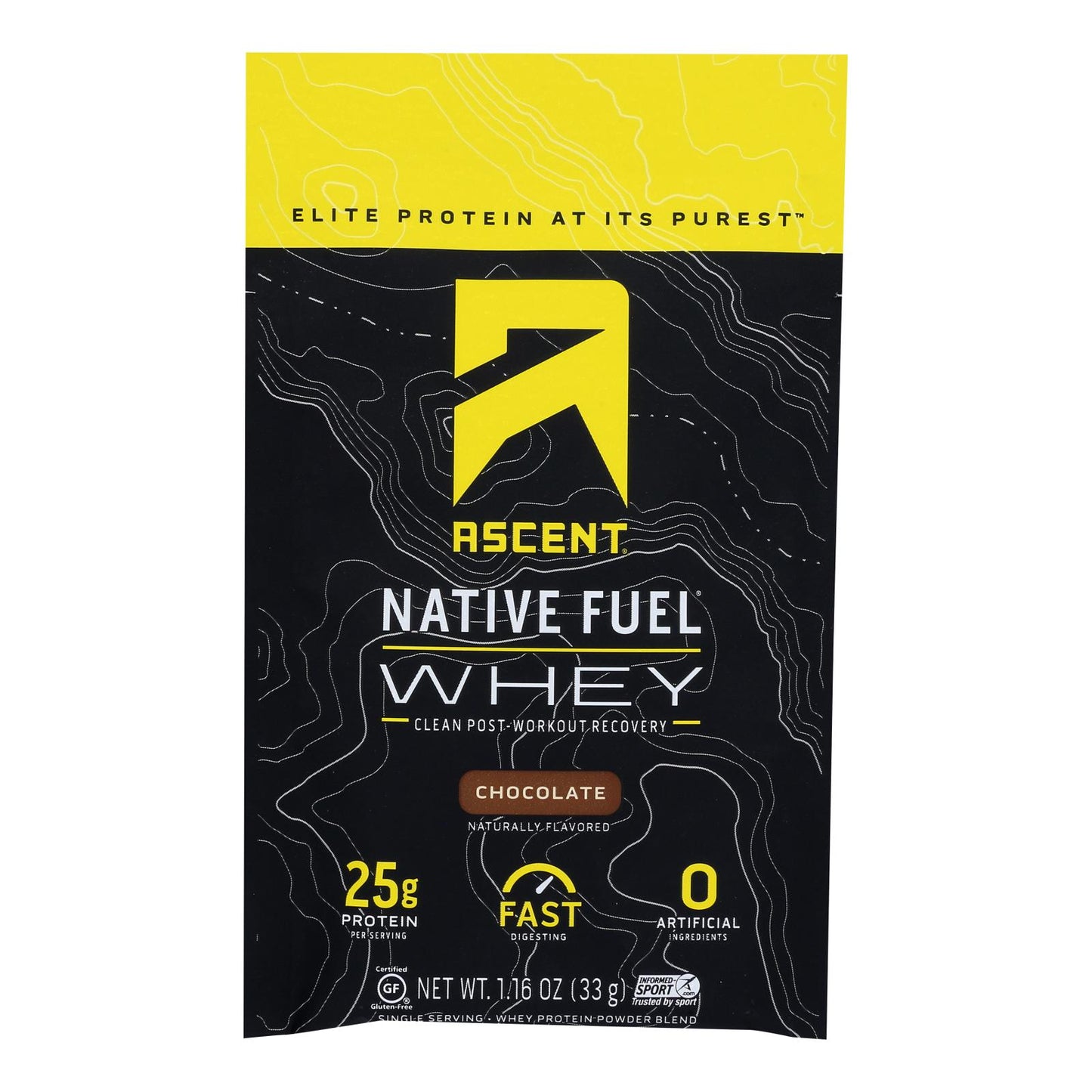 Ascent Native Fuel Chocolate Whey Protein Powder Blend Chocolate - Case of 15 - 1.16 Ounce