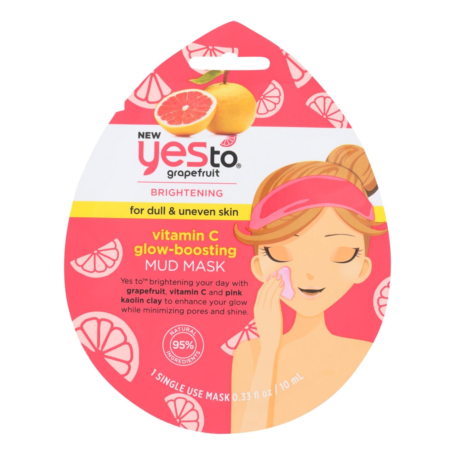 Yes To - Grapefruit - Vitamin C Glow-Boosting Mud Mask - Brightening - Case of 6 - 0.33 fl Ounce.