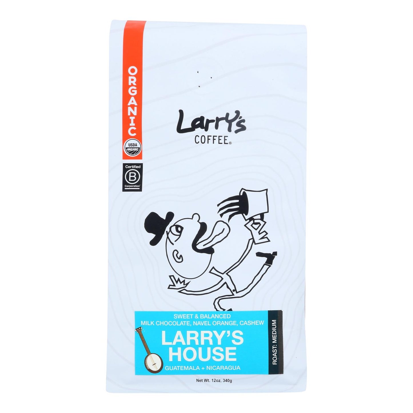 Larry's Coffee Larry's House Organic Coffee Beans  - Case of 6 - 12 Ounce