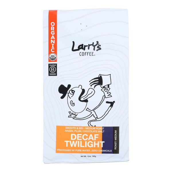 Larry's Coffee Decaf Twilight Coffee Beans  - Case of 6 - 12 Ounce