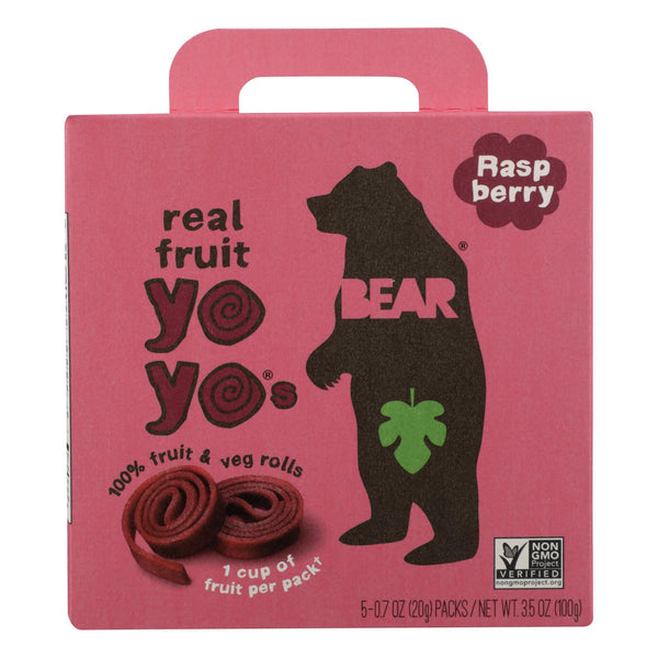 Bear Real Fruit Yoyo Snack - Raspberry - Case of 6 - 3.5 Ounce.