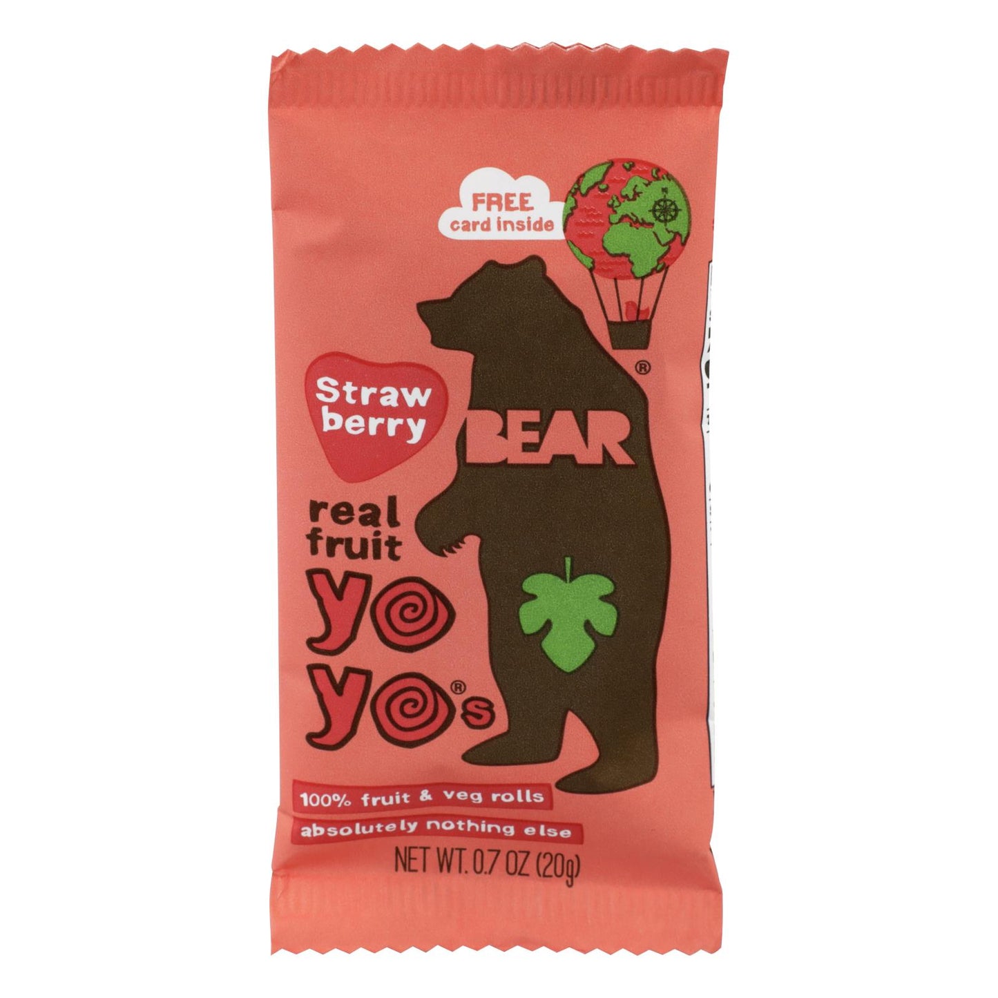 Bear Real Fruit Yoyos - Strawberry - Case of 6 - 3.5 Ounce.