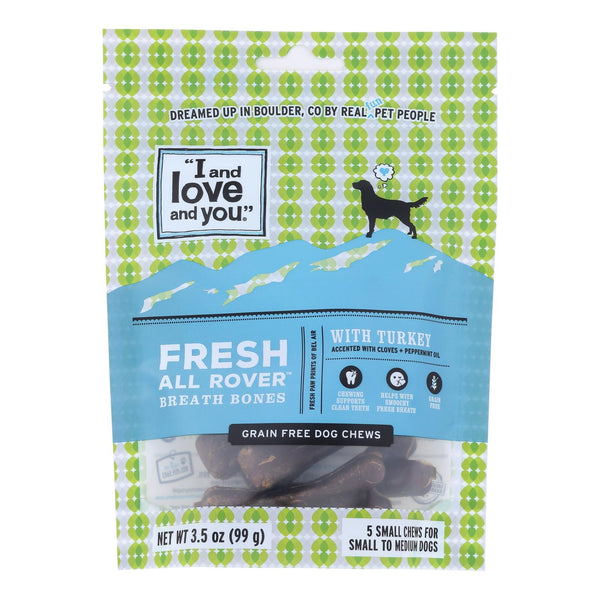 I And Love And You Dog Treats, Fresh All Rover Breath Bones  - Case of 6 - 5 Count