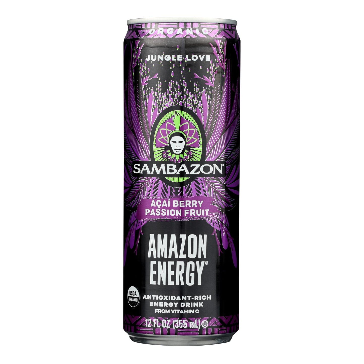 Sambazon Organic Amazon Energy Drink - Jungle Love - Case of 12 - 12 fl Ounce