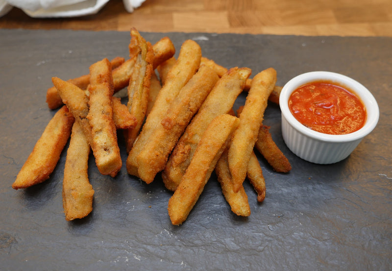 Vertullo Imports Battered Eggplant Fries 5 Pound Each - 2 Per Case.