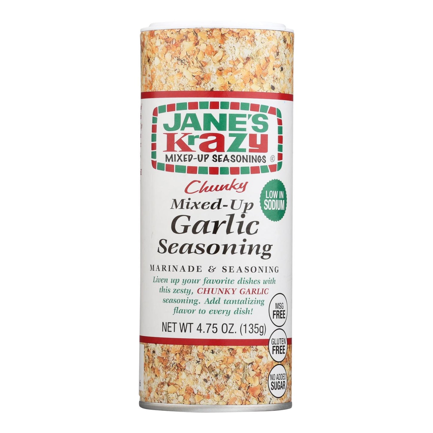 JaneﾒS Krazy Seasonings Mixed-Up Chunky Garlic Seasoning  - Case of 12 - 4.75 Ounce