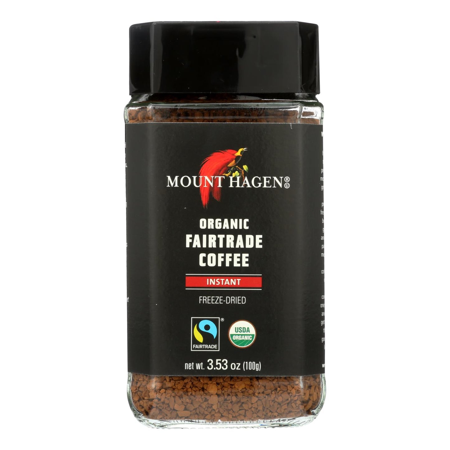 Mount Hagen Instant Organic Fairtrade Coffee  - Case of 6 - 3.53 Ounce