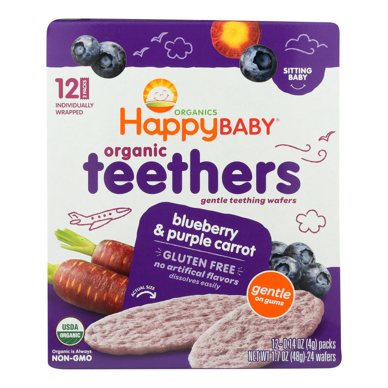 Happy Baby Teethers - Organic - Gentle - Blueberry and Purple Carrot - 1.7 Ounce - case of 6