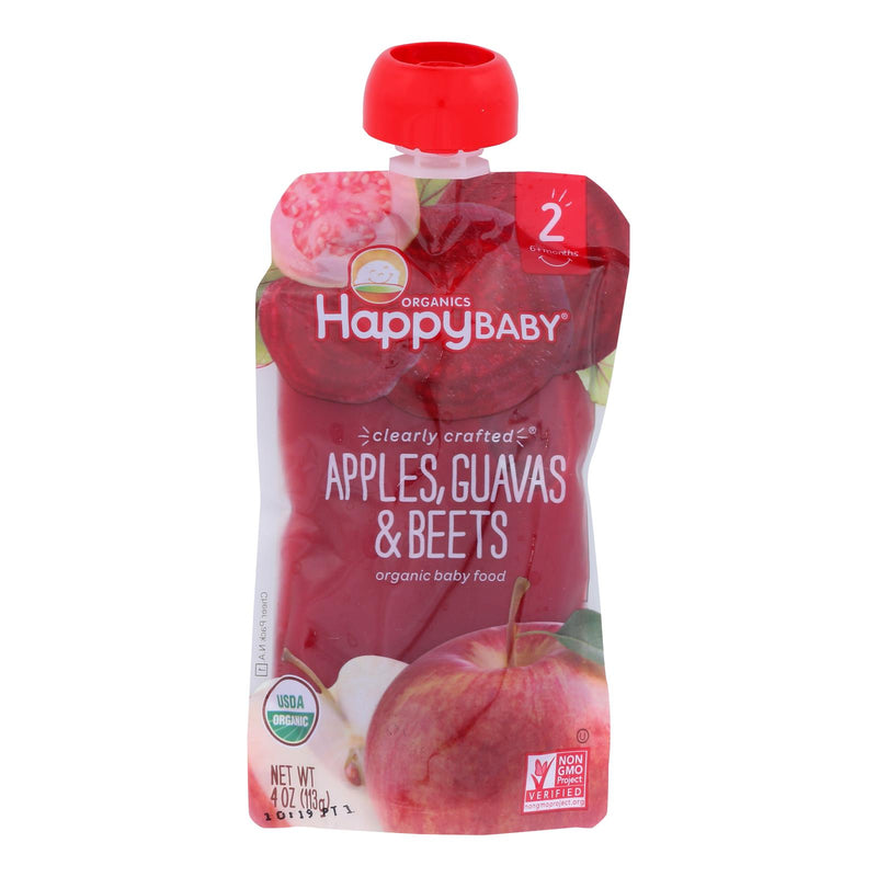 Happy Baby Happy Baby Clearly Crafted - Apples - Guavas and Beets - Case of 16 - 4 Ounce.