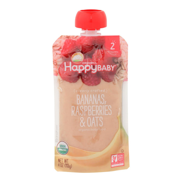 Happy Baby Happy Baby Clearly Crafted - Bananas Raspberries and Oats - Case of 16 - 4 Ounce.