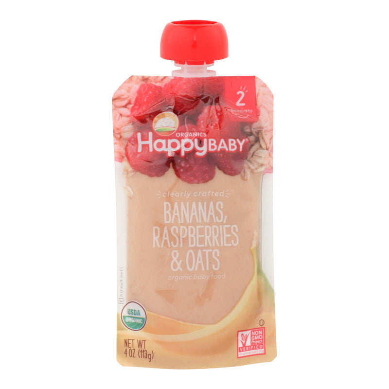 Happy Baby Happy Baby Clearly Crafted - Bananas Raspberries and Oats - Case of 16 - 4 Ounce.