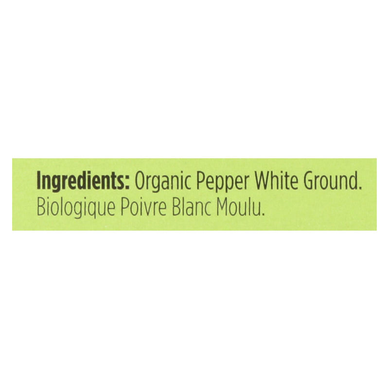 Spicely Organics - Organic Peppercorn - White Ground - Case of 6 - 0.45 Ounce.