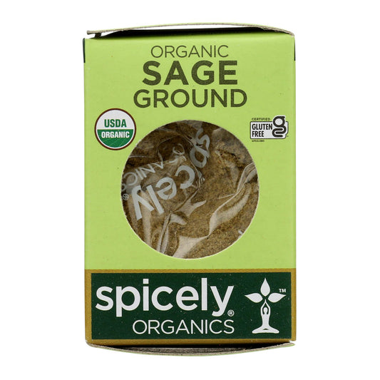 Spicely Organics - Organic Sage - Ground - Case of 6 - 0.3 Ounce.