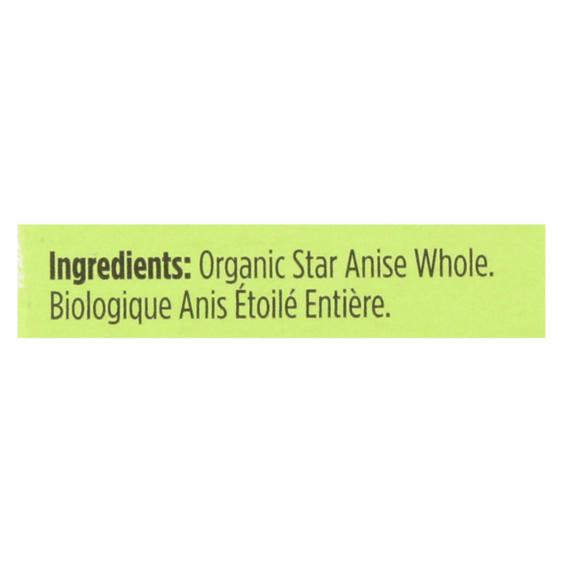 Spicely Organics - Organic Star Anise - Whole - Case of 6 - 0.1 Ounce.