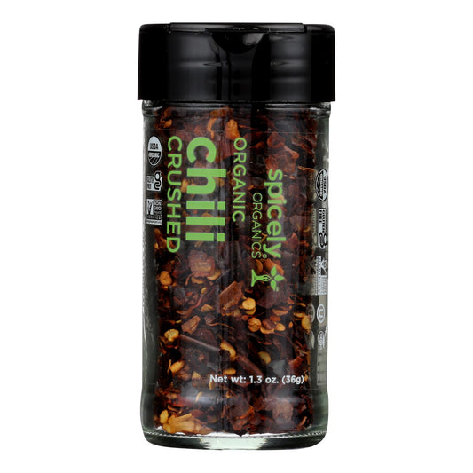 Spicely Organics - Organic Chili - Crushed - Case of 3 - 1.3 Ounce.