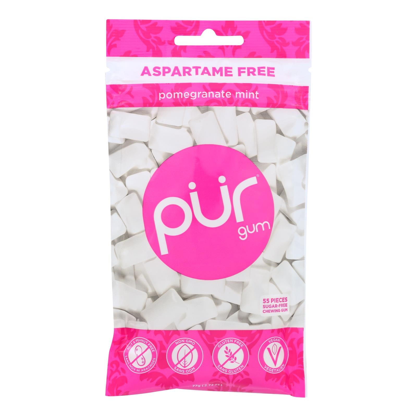 Pur Pomegranate Mint Gum  - Case of 12 - 2.72 Ounce