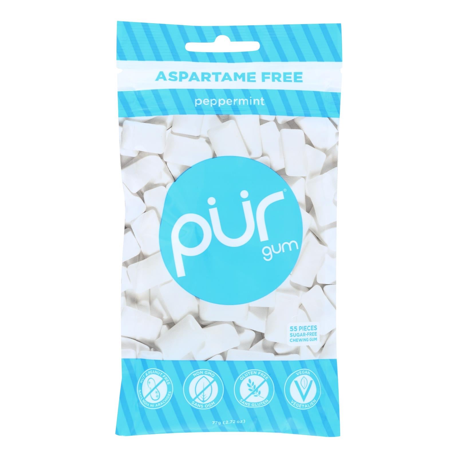 Pur Peppermint Gum  - Case of 12 - 2.72 Ounce