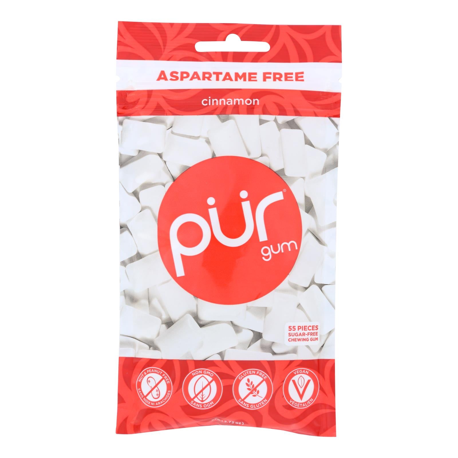 Pur Cinnamon Gum  - Case of 12 - 2.72 Ounce