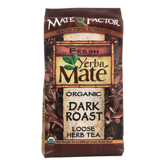 Mate Factor Organic Dark Roast Yerba Mate Loose Tea  - Case of 6 - 12 Ounce