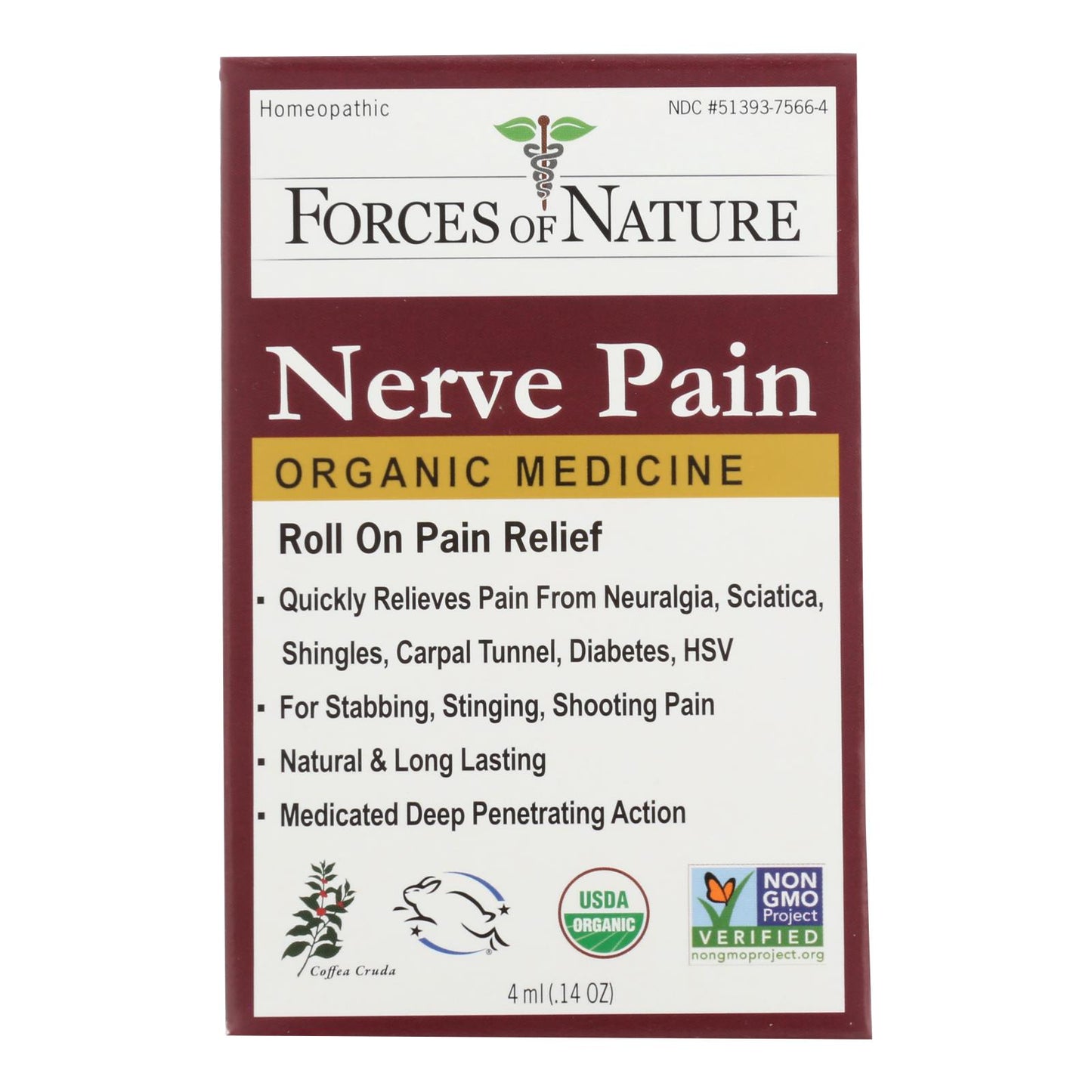 Forces Of Nature Nerve Pain Management Rollerball Activator Topical Medicine  - 1 Each - 4 ML