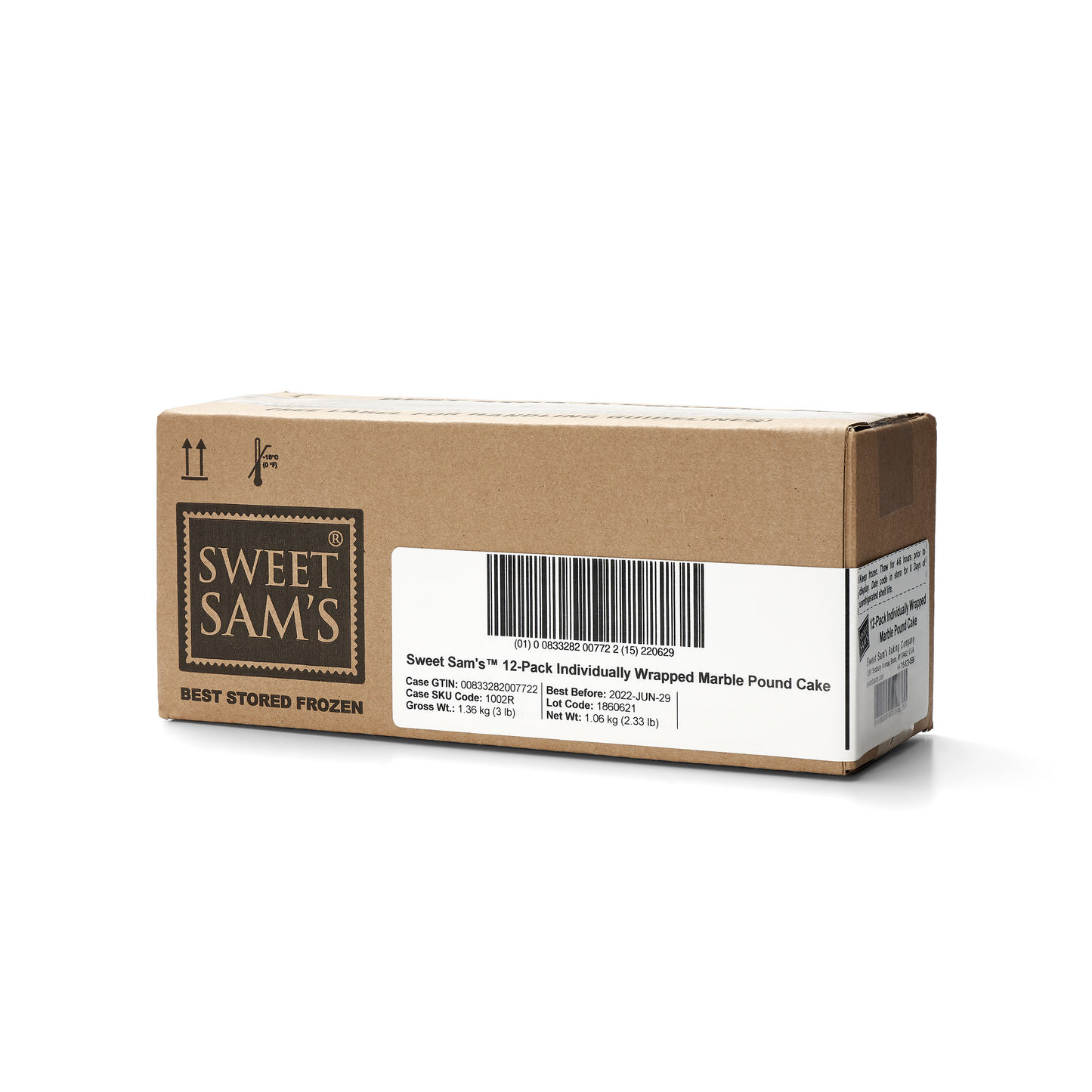 Sweet Sam's Marble Pound Cake Individually Wrapped 1 Each - 12 Per Case.