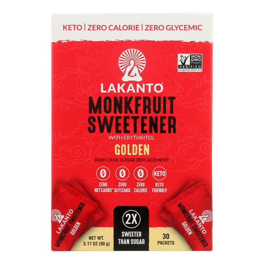 Lakanto - Monkfruit Sweetener Sticks - 30 Count - Case of 8 - 3.17 Ounce.