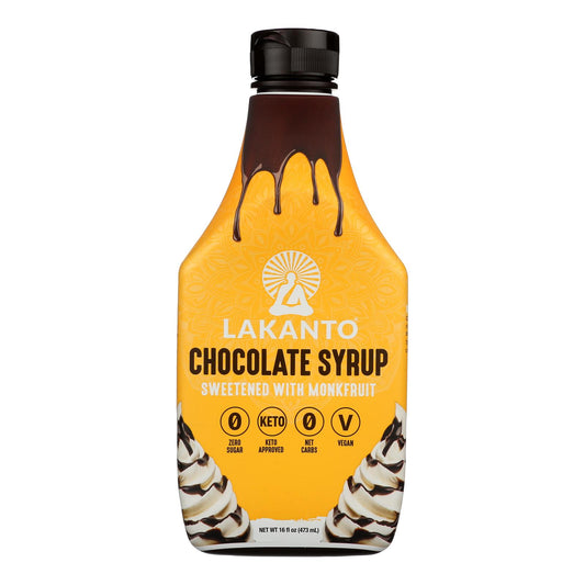 Lakanto - Monkfruit Sweetened Chocolate Syrup - Case of 8 - 16 fl Ounce.