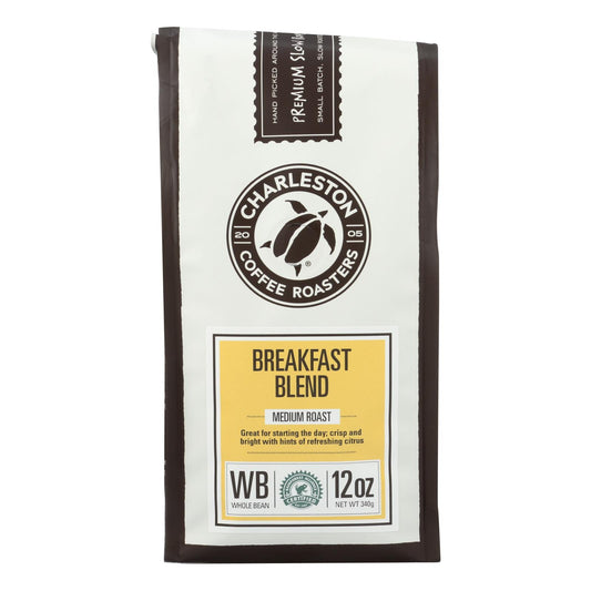 Charleston Coffee Roasters - Coffee Breakfast Blend Whole Bean - Case of 6 - 12 Ounce