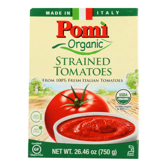 Pomi Organic Strained Tomatoes  - Case of 12 - 26.46 Ounce