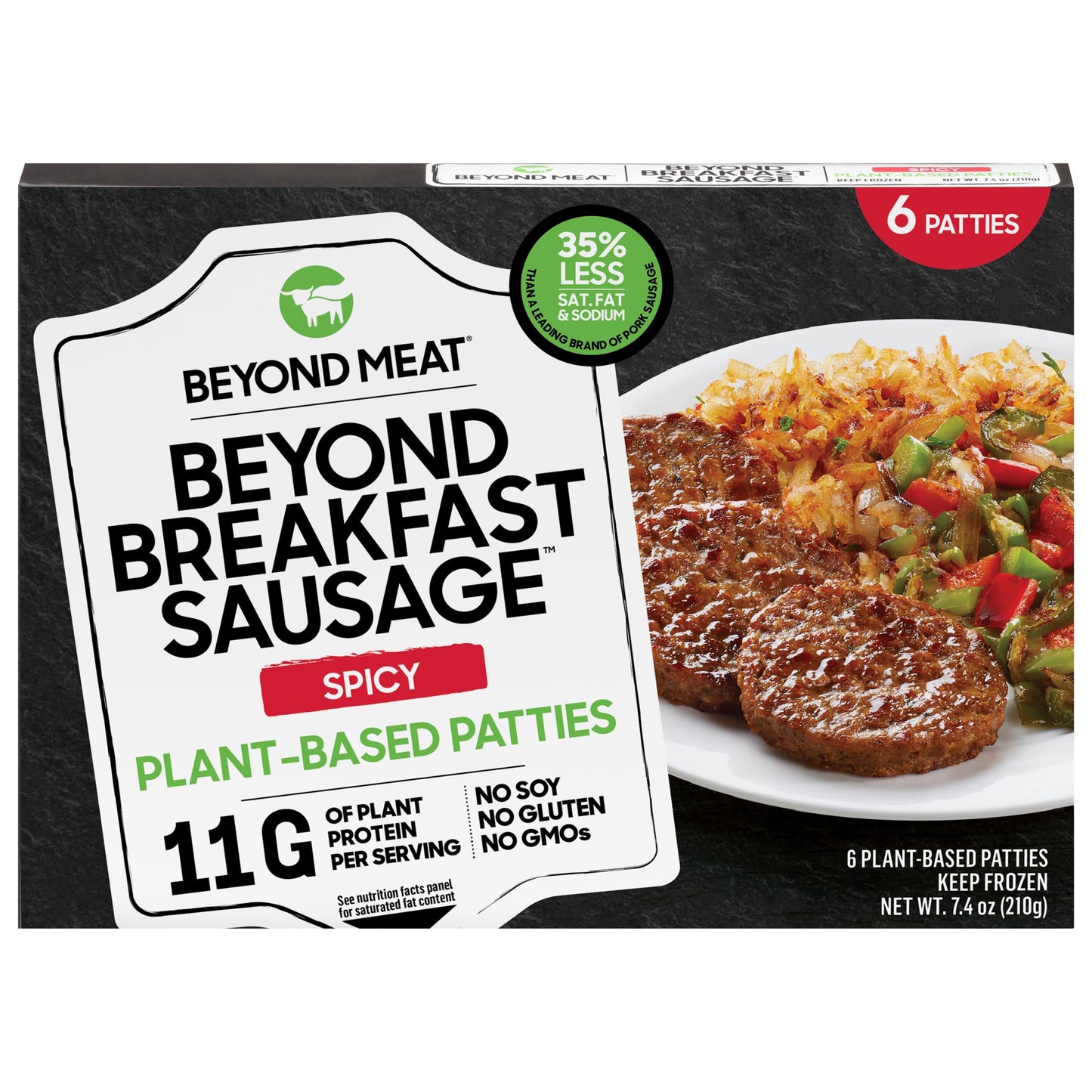 Beyond Meat Breakfast Sausage Spicy 7.4 Ounce Size - 12 Per Case.