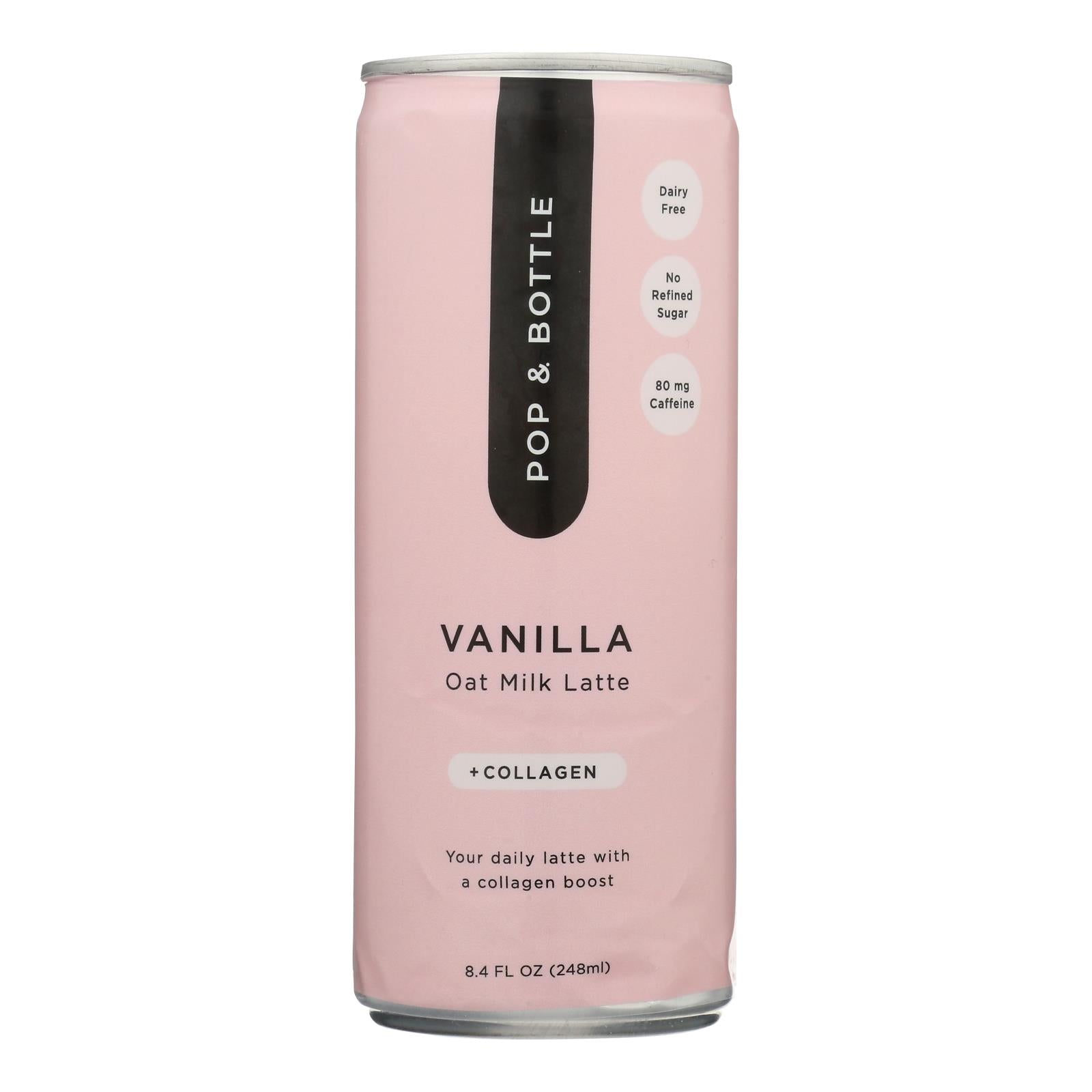 Pop & Bottle - Oat Milk Latte Vanilla - Case of 12-8 Fluid Ounce