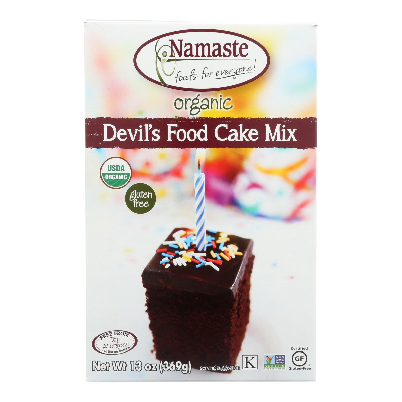 Namaste Foods Devil's Food Cake Mix  - Case of 6 - 13 Ounce