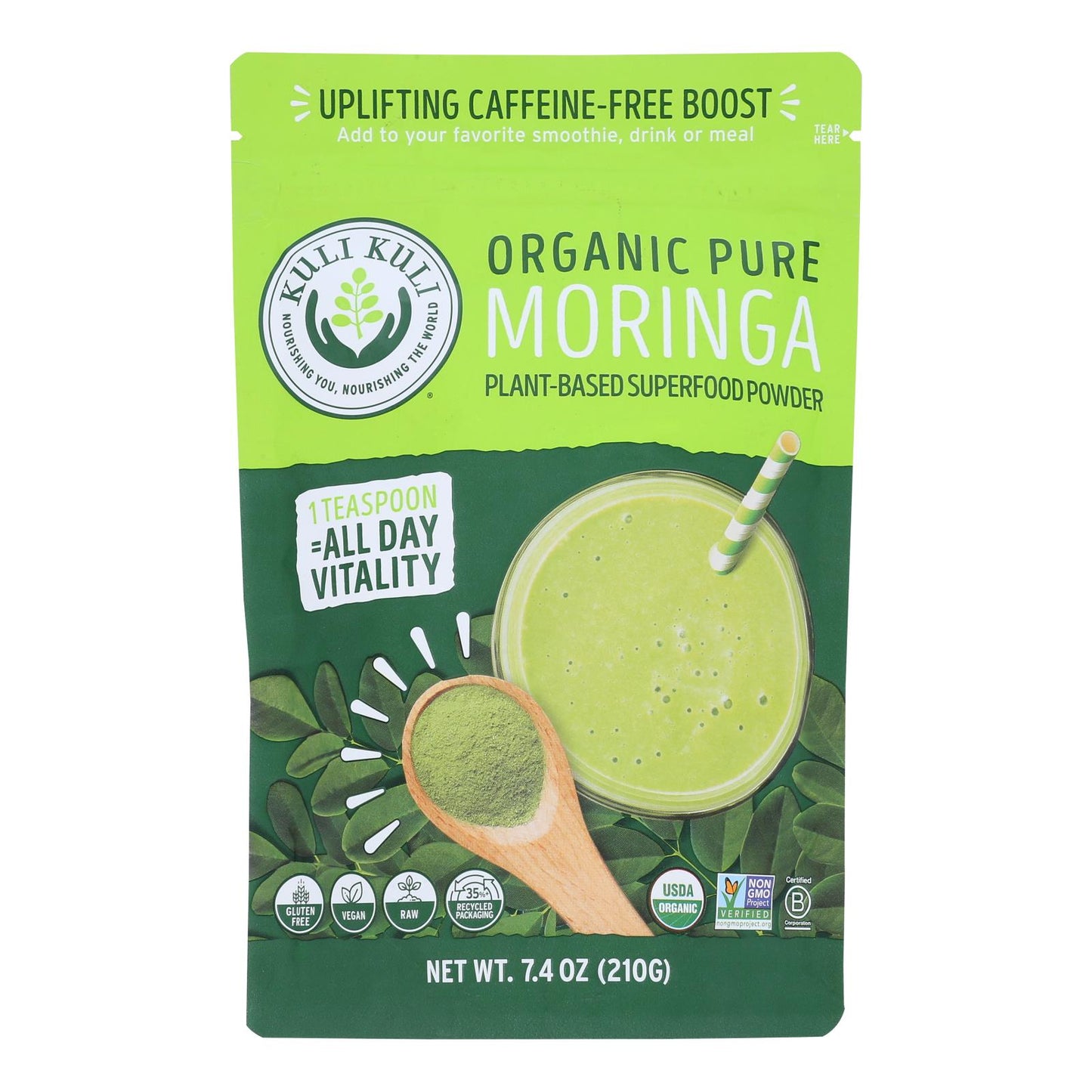 Kuli Kuli Pure Moringa Vegetable Powder - 7.4 Ounce.