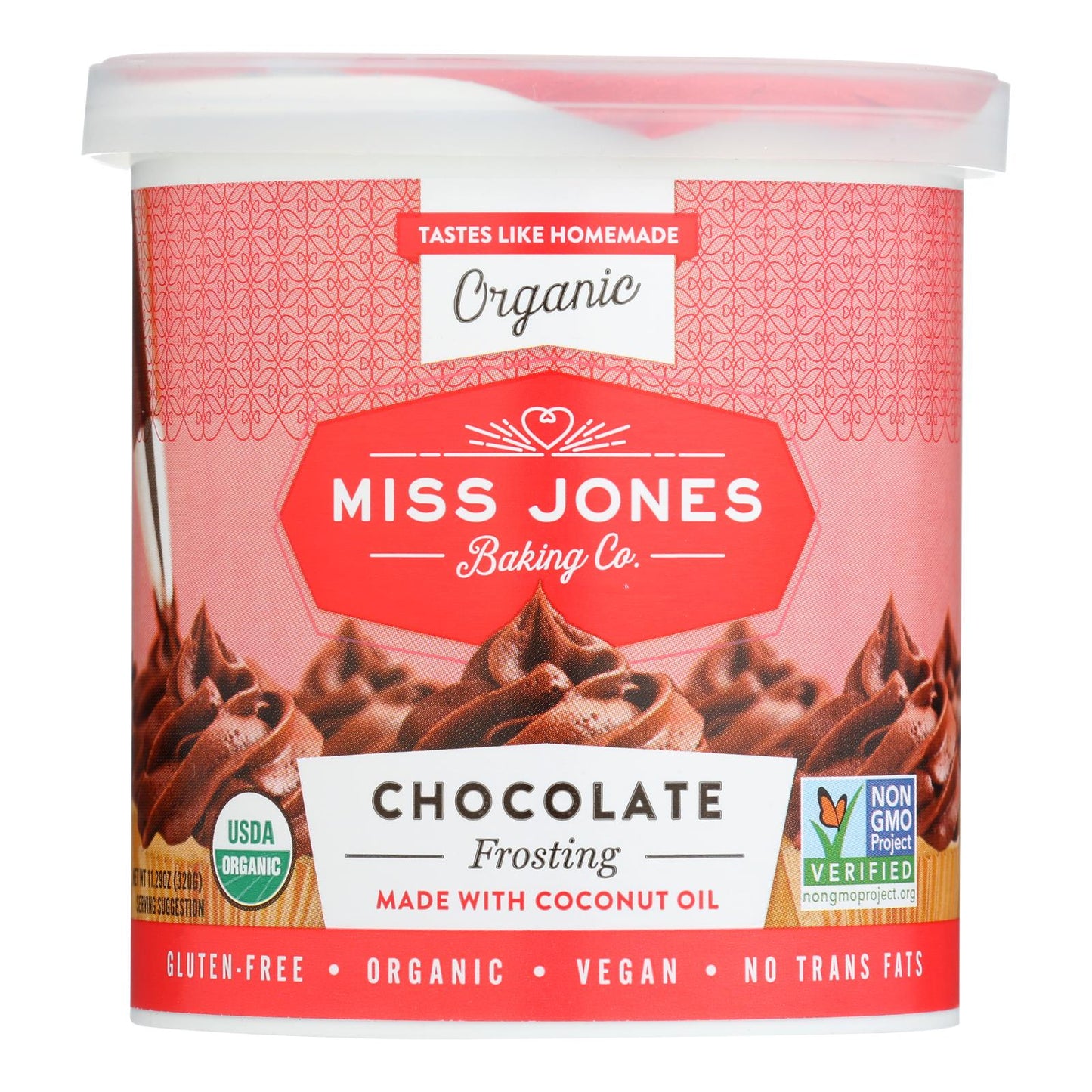 Miss Jones Organic Chocolate Frosting  - Case of 6 - 320 GRM