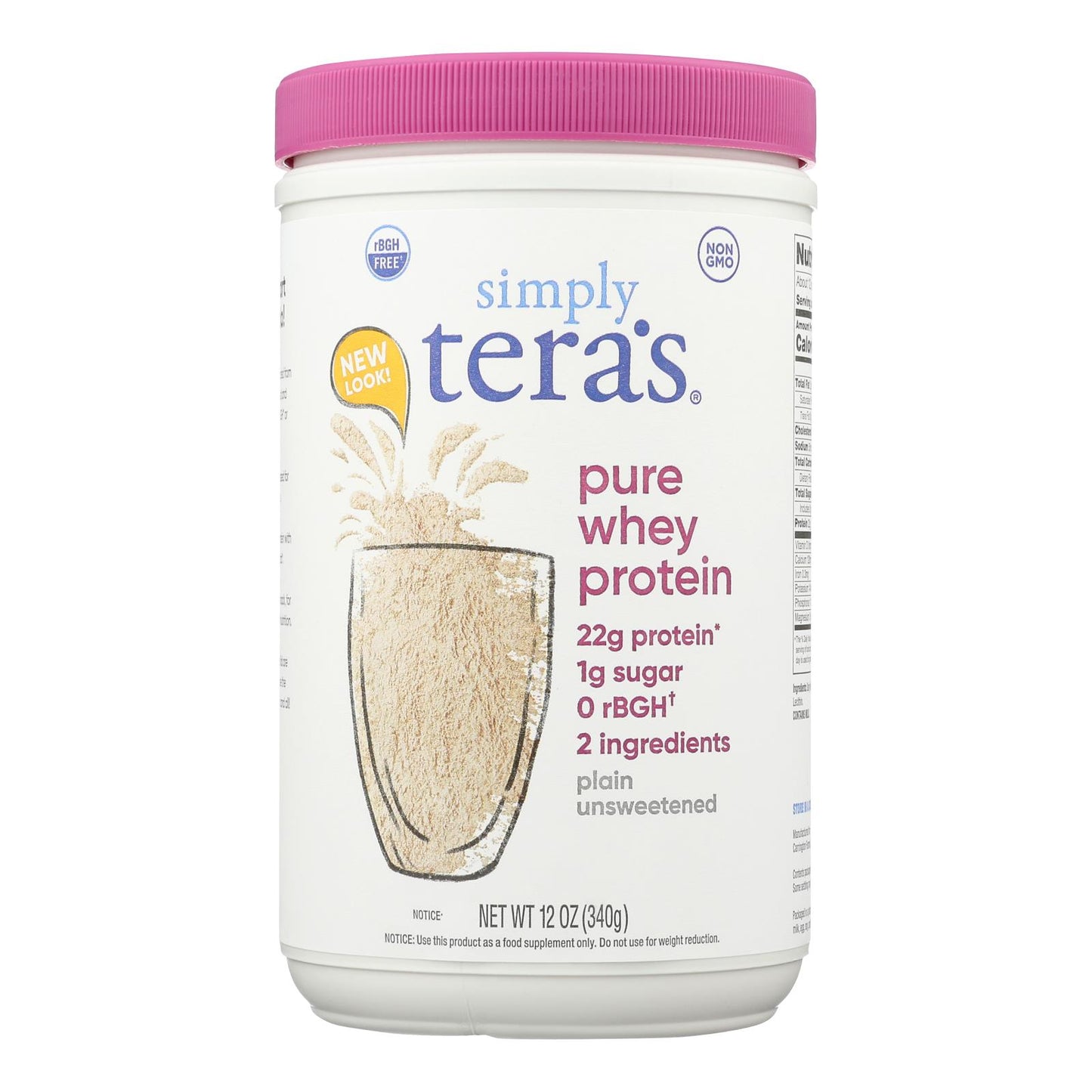 Tera's Whey Protein - rBGH Free - Plain - Unsweetened - 12 Ounce